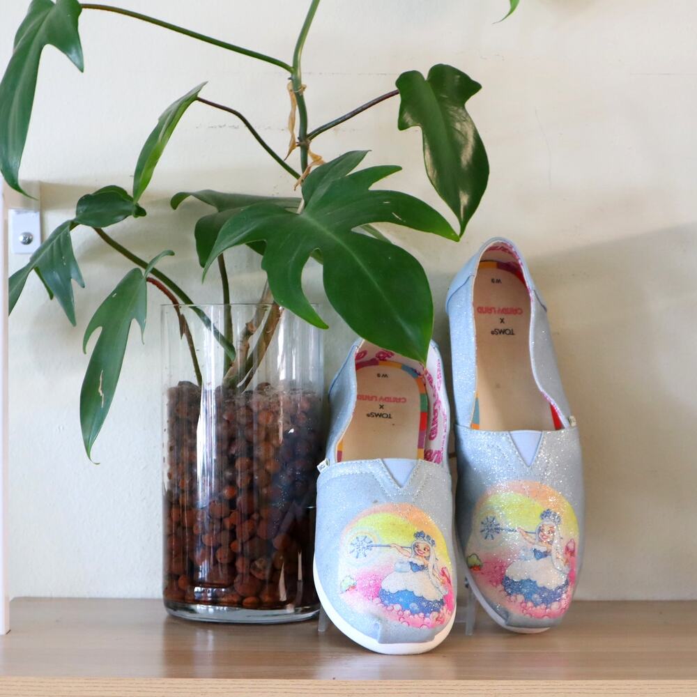 Women's TOMS x Candy Land Collab Queen Frostine Blue Alpargata Slip-ons Size 9